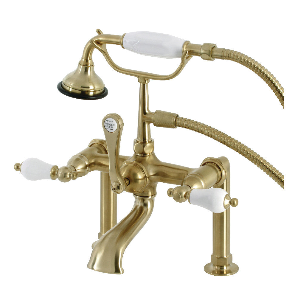 Kingston Brass AE105T7 Auqa Vintage Deck Mount Clawfoot Tub Faucet, Brushed Brass - BNGBath