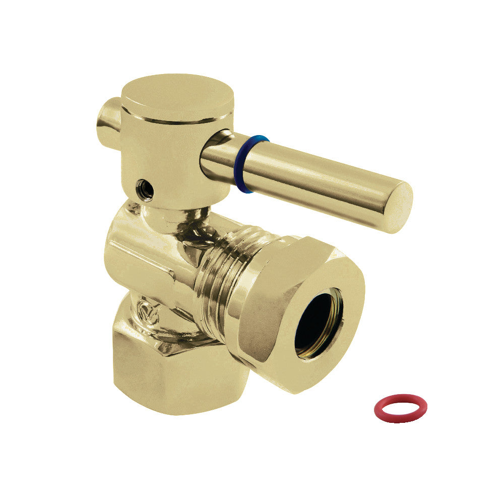 Kingston Brass CC44102DL 1/2" FIP X 1/2" or 7/16" Slip Joint Angle Stop Valve, Polished Brass - BNGBath