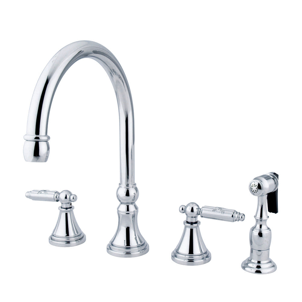 Gourmetier GS2791GLBS Widespread Kitchen Faucet with Brass Sprayer, Polished Chrome - BNGBath
