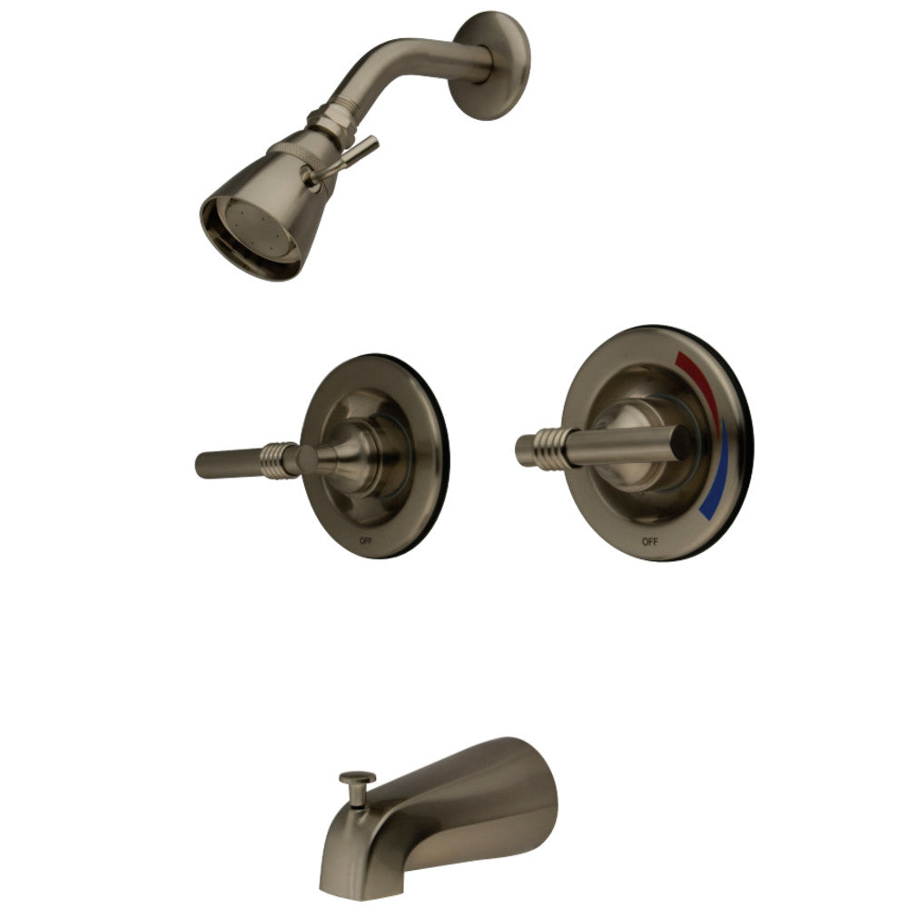 Kingston Brass KB668ML Vintage Twin Handles Tub Shower Faucet Pressure Balanced With Volume Control, Brushed Nickel - BNGBath