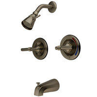 Thumbnail for Kingston Brass KB668ML Vintage Twin Handles Tub Shower Faucet Pressure Balanced With Volume Control, Brushed Nickel - BNGBath