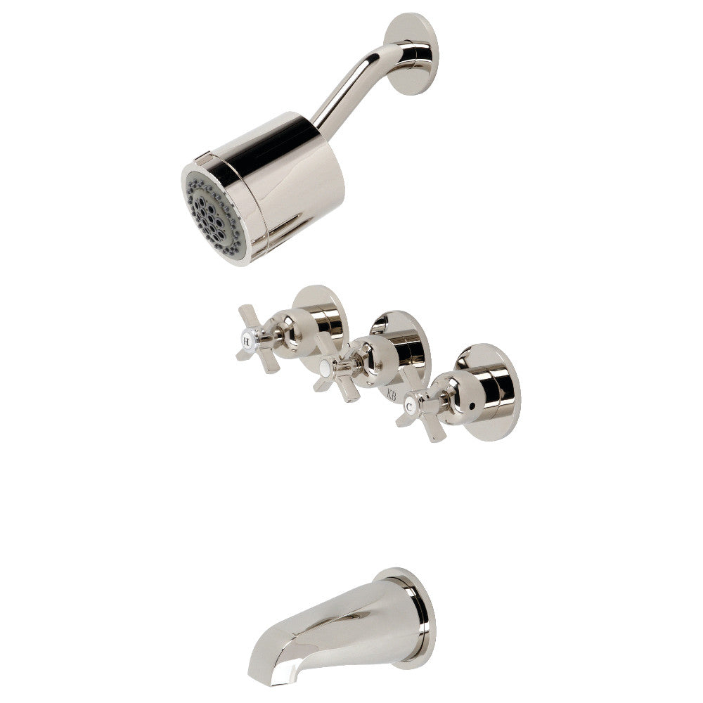 Kingston Brass KBX8136ZX Millennium Three-Handle Tub and Shower Faucet, Polished Nickel - BNGBath