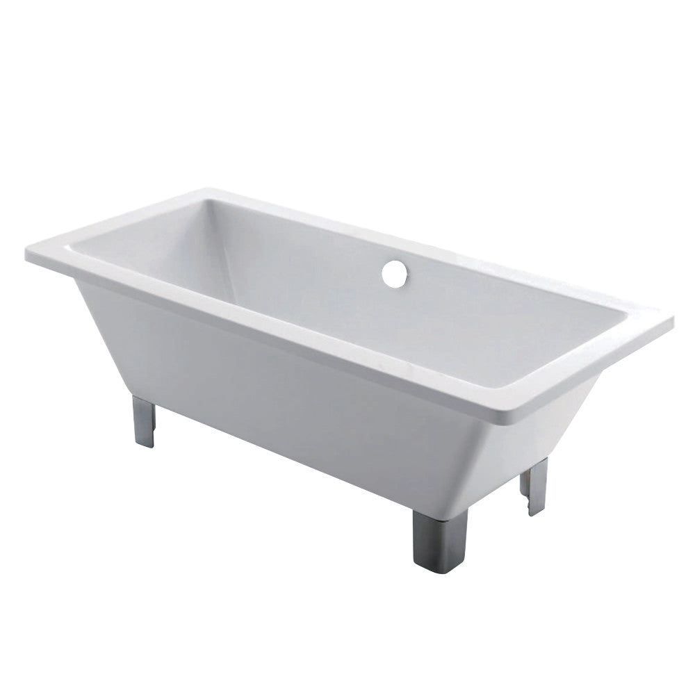 Aqua Eden VTSQ673018A1 67-Inch Acrylic Double Ended Clawfoot Tub (No Faucet Drillings), White/Polished Chrome - BNGBath