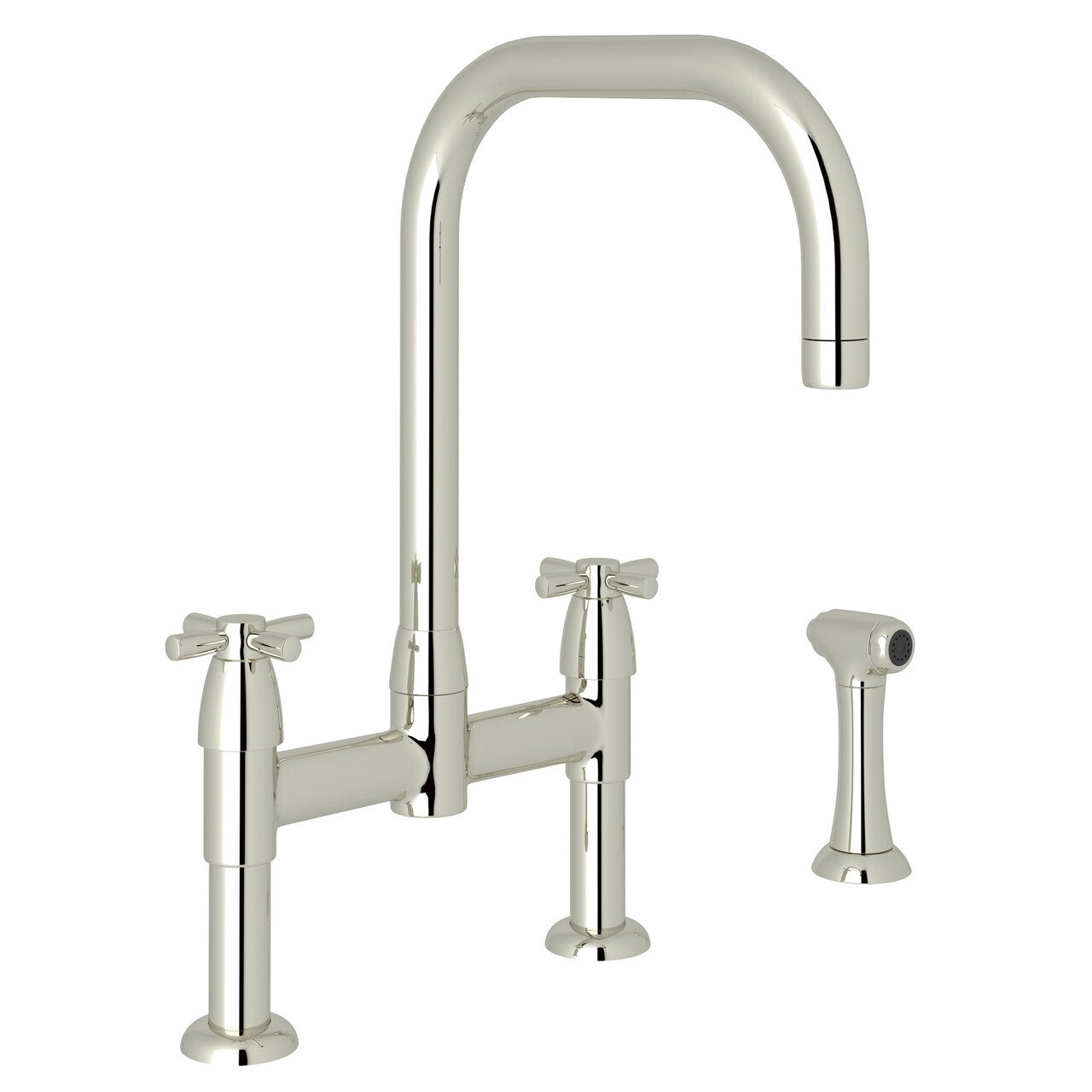 Perrin & Rowe Holborn U-Spout Bridge Kitchen Faucet with Sidespray - BNGBath