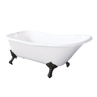 Thumbnail for Aqua Eden VCT7D6630NF0 67-Inch Cast Iron Single Slipper Clawfoot Tub with 7-Inch Faucet Drillings, White/Matte Black - BNGBath