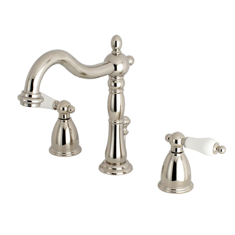 Kingston Brass KB1976PL Heritage Widespread Bathroom Faucet with Brass Pop-Up, Polished Nickel - BNGBath