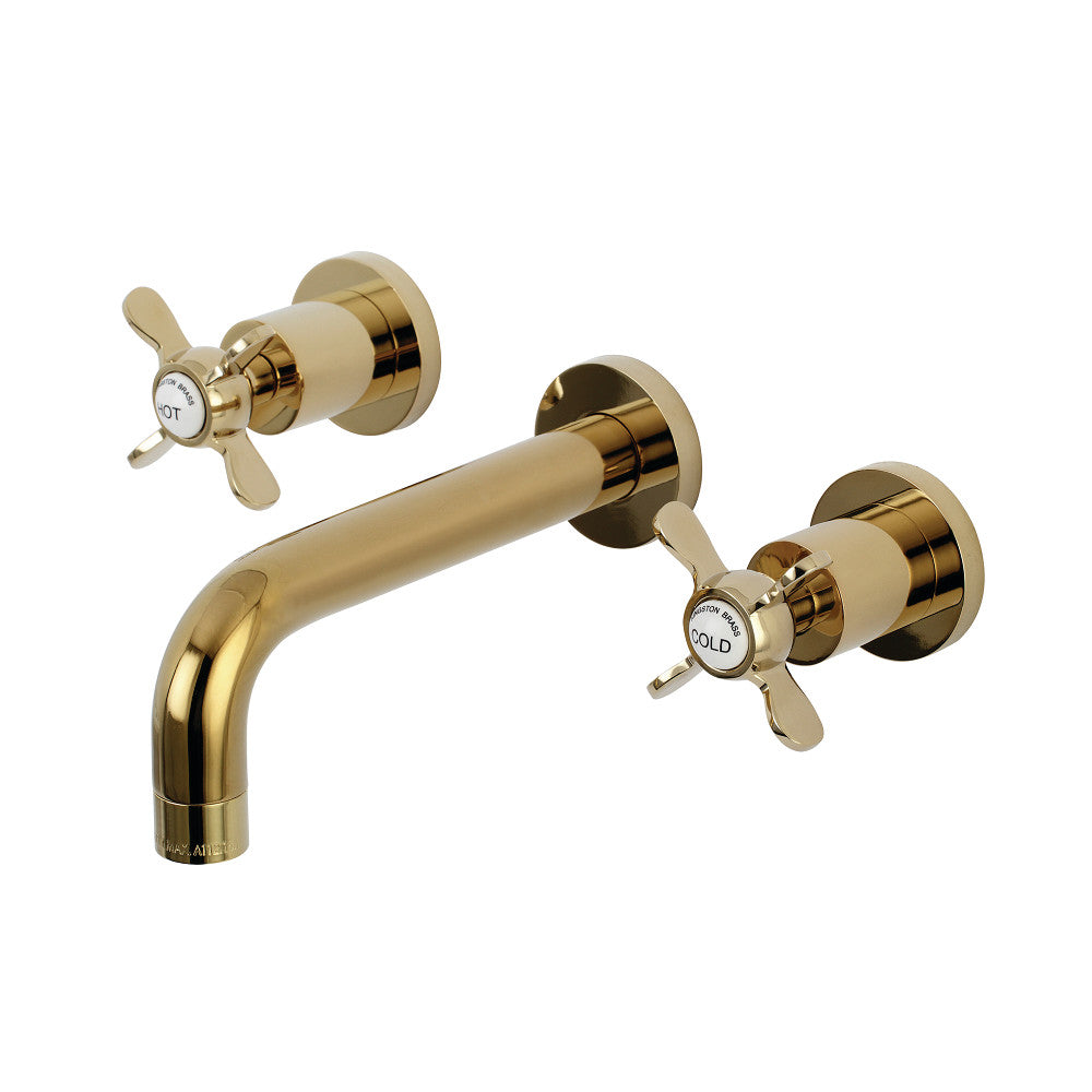 Kingston Brass KS8122BEX Essex 2-Handle 8 in. Wall Mount Bathroom Faucet, Polished Brass - BNGBath