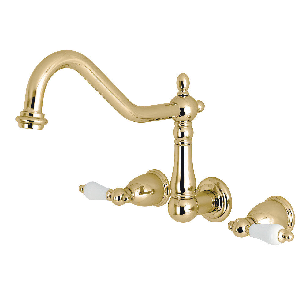 Kingston Brass KS1282PL Wall Mount Kitchen Faucet, Polished Brass - BNGBath