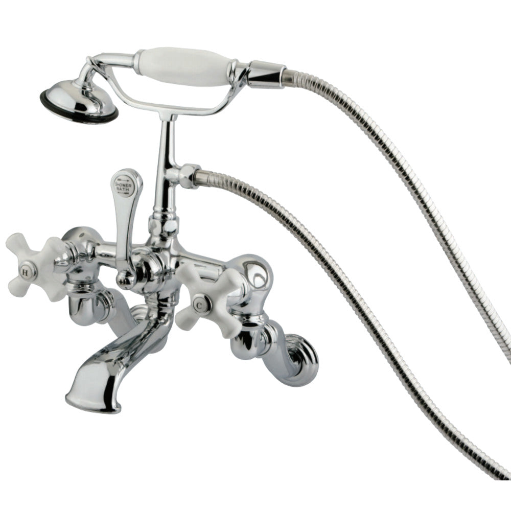 Kingston Brass CC466T1 Vintage Wall Mount Clawfoot Tub Faucet with Hand Shower, Polished Chrome - BNGBath