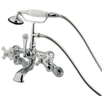 Thumbnail for Kingston Brass CC466T1 Vintage Wall Mount Clawfoot Tub Faucet with Hand Shower, Polished Chrome - BNGBath