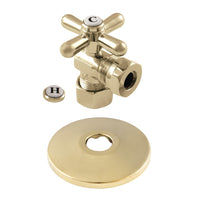 Thumbnail for Kingston Brass CC54302XK 5/8-Inch OD X 1/2-Inch or 7/16-Inch Slip Joint Quarter-Turn Angle Stop Valve with Flange, Polished Brass - BNGBath