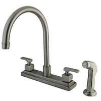 Thumbnail for Kingston Brass KS8798QLL Executive 8-Inch Centerset Kitchen Faucet, Brushed Nickel - BNGBath