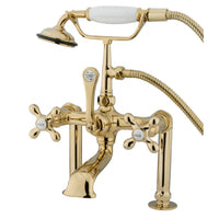 Thumbnail for Kingston Brass CC109T2 Vintage 7-Inch Deck Mount Clawfoot Tub Faucet with Hand Shower, Polished Brass - BNGBath