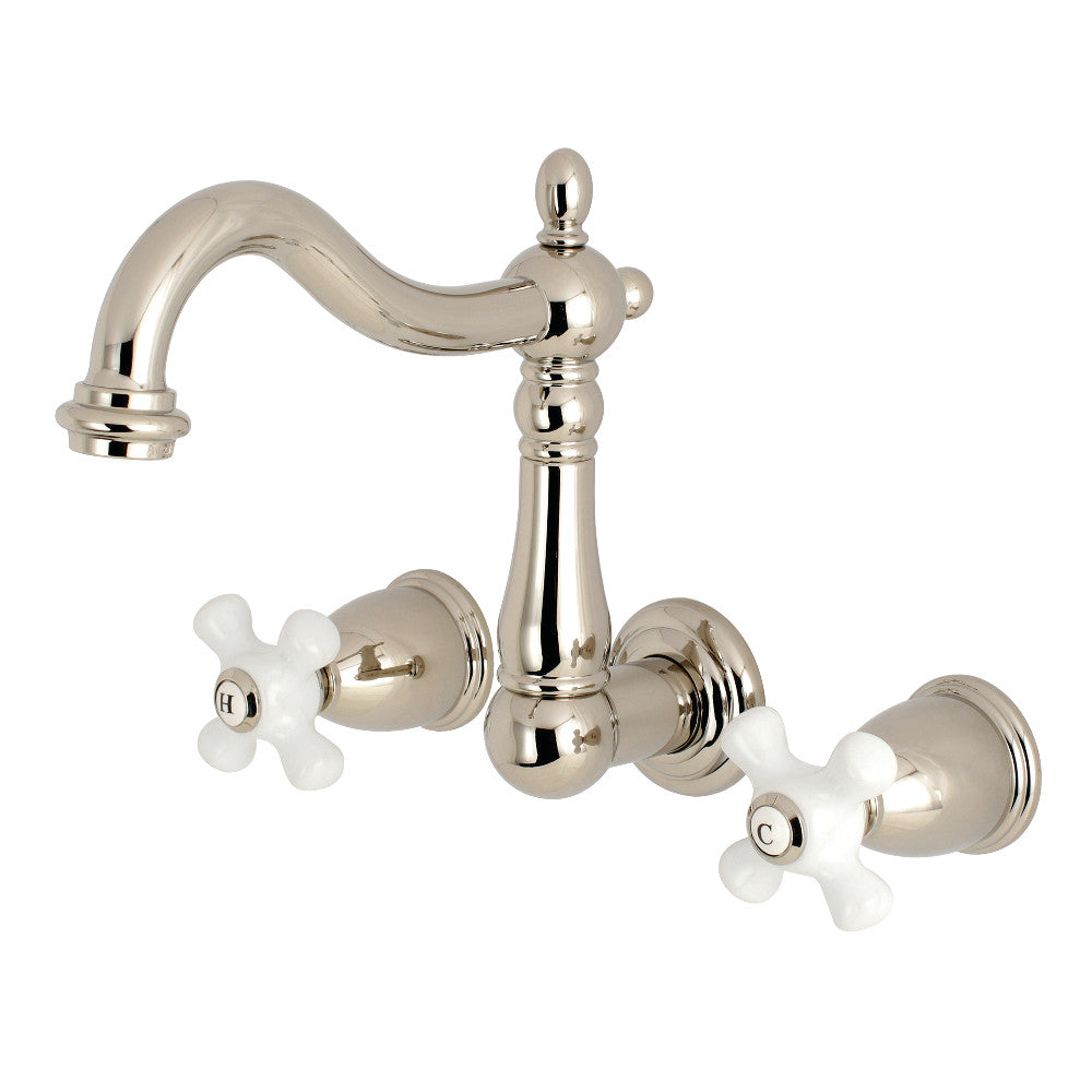 Kingston Brass KS1256PX 8-Inch Center Wall Mount Bathroom Faucet, Polished Nickel - BNGBath