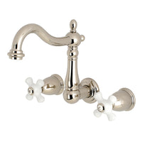 Thumbnail for Kingston Brass KS1256PX 8-Inch Center Wall Mount Bathroom Faucet, Polished Nickel - BNGBath