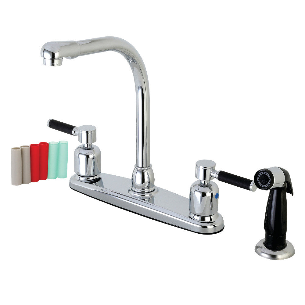 Kingston Brass FB751DKL Kaiser 8-Inch Centerset Kitchen Faucet with Sprayer, Polished Chrome - BNGBath