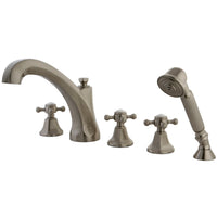 Thumbnail for Kingston Brass KS43285BX Metropolitan Roman Tub Faucet with Hand Shower, Brushed Nickel - BNGBath