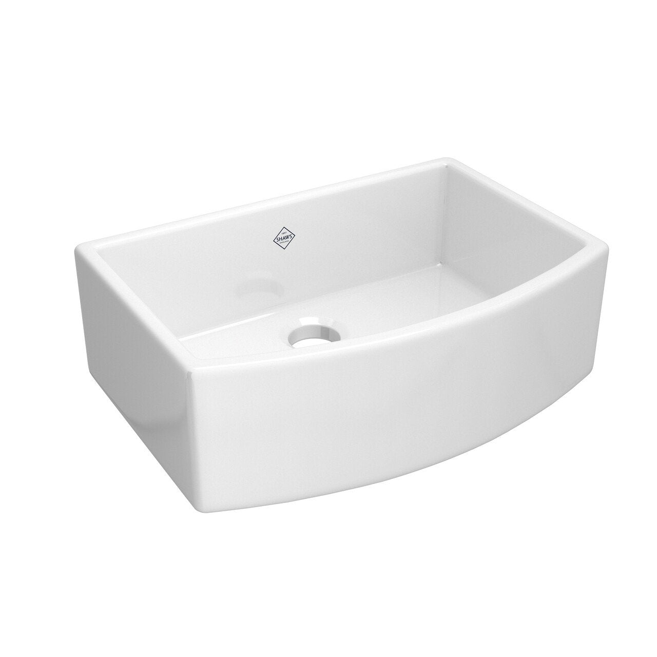 Shaws Classic Waterside Single Bowl Bowed Farmhouse Apron Front Fireclay Kitchen Sink - BNGBath