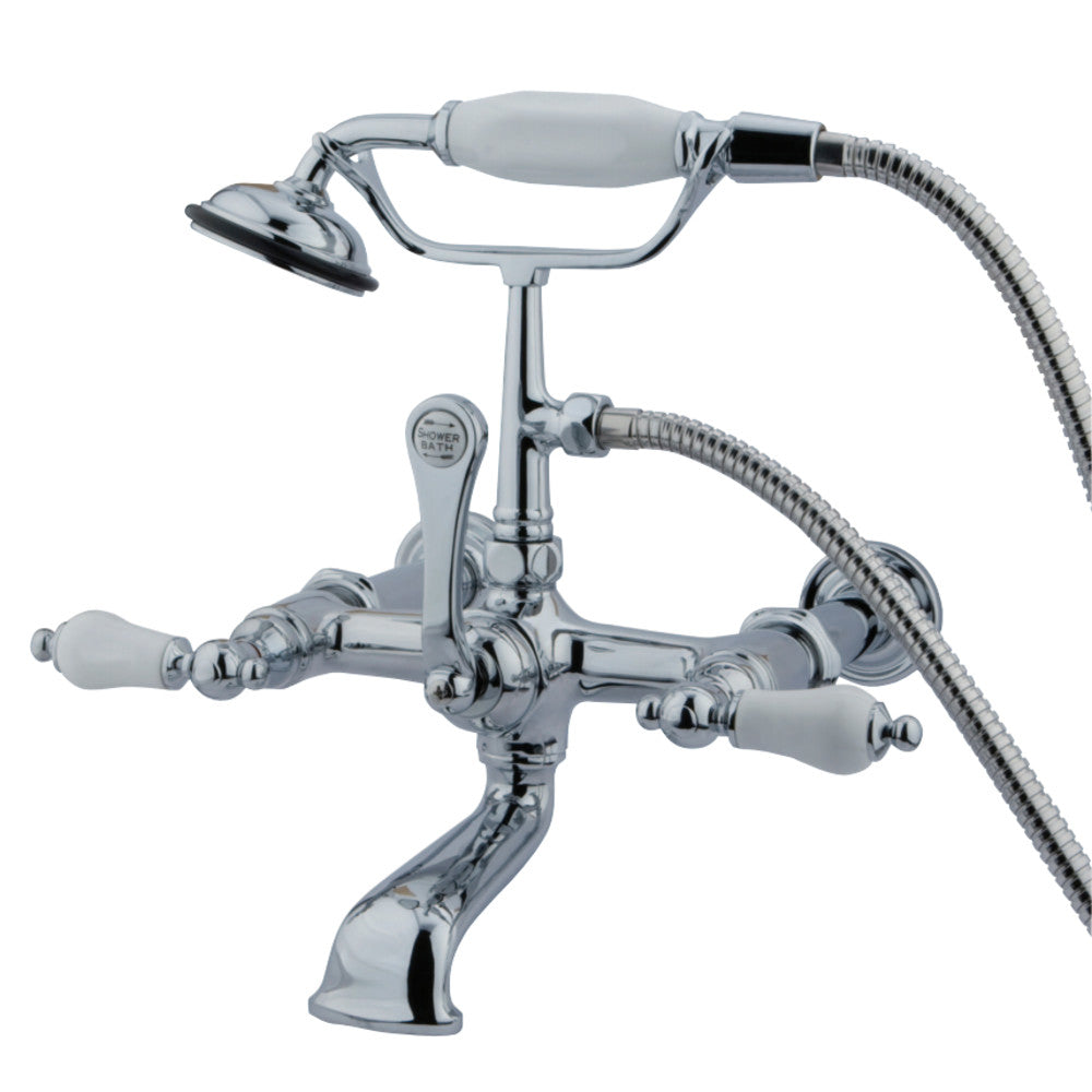 Kingston Brass CC544T1 Vintage 7-Inch Wall Mount Tub Faucet with Hand Shower, Polished Chrome - BNGBath