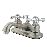 Thumbnail for Kingston Brass GKB607AX 4 in. Centerset Bathroom Faucet, Brushed Nickel/Polished Chrome - BNGBath