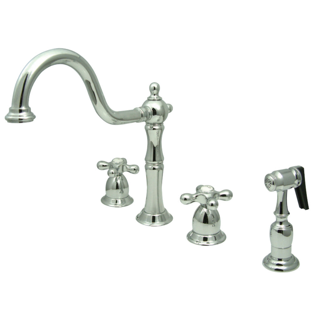 Kingston Brass KB1791AXBS Widespread Kitchen Faucet, Polished Chrome - BNGBath