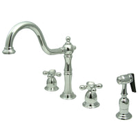 Thumbnail for Kingston Brass KB1791AXBS Widespread Kitchen Faucet, Polished Chrome - BNGBath