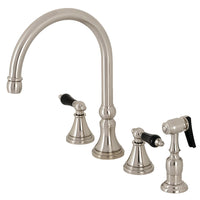 Thumbnail for Kingston Brass KS2798PKLBS Duchess Widespread Kitchen Faucet with Brass Sprayer, Brushed Nickel - BNGBath