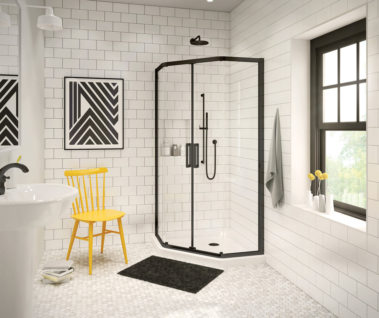 Radia Neo-round Sliding Shower Door 36 x 36 x 71 ½ in. 6 mm Corner Shower door - BNGBath