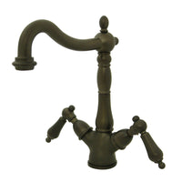 Thumbnail for Kingston Brass KS1495AL Heritage 2-Handle Vessel Sink Faucet, Oil Rubbed Bronze - BNGBath