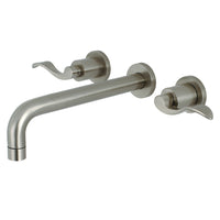 Thumbnail for Kingston Brass KS8028DFL NuWave Two-Handle Wall Mount Tub Faucet, Brushed Nickel - BNGBath