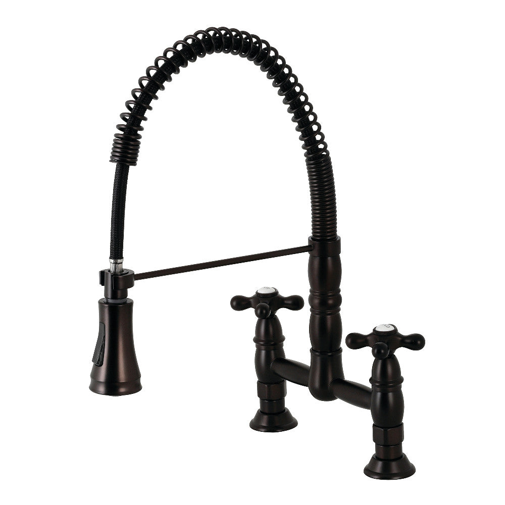 Gourmetier GS1275AX Heritage Two-Handle Deck-Mount Pull-Down Sprayer Kitchen Faucet, Oil Rubbed Bronze - BNGBath