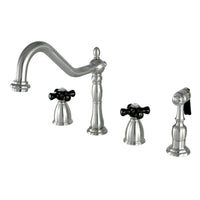 Thumbnail for Kingston Brass KB1798PKXBS Widespread Kitchen Faucet, Brushed Nickel - BNGBath