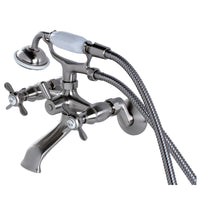 Thumbnail for Kingston Brass KS285SN Essex Clawfoot Tub Faucet with Hand Shower, Brushed Nickel - BNGBath