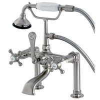 Thumbnail for Aqua Vintage AE103T8BX English Country Deck Mount Clawfoot Tub Faucet, Brushed Nickel - BNGBath