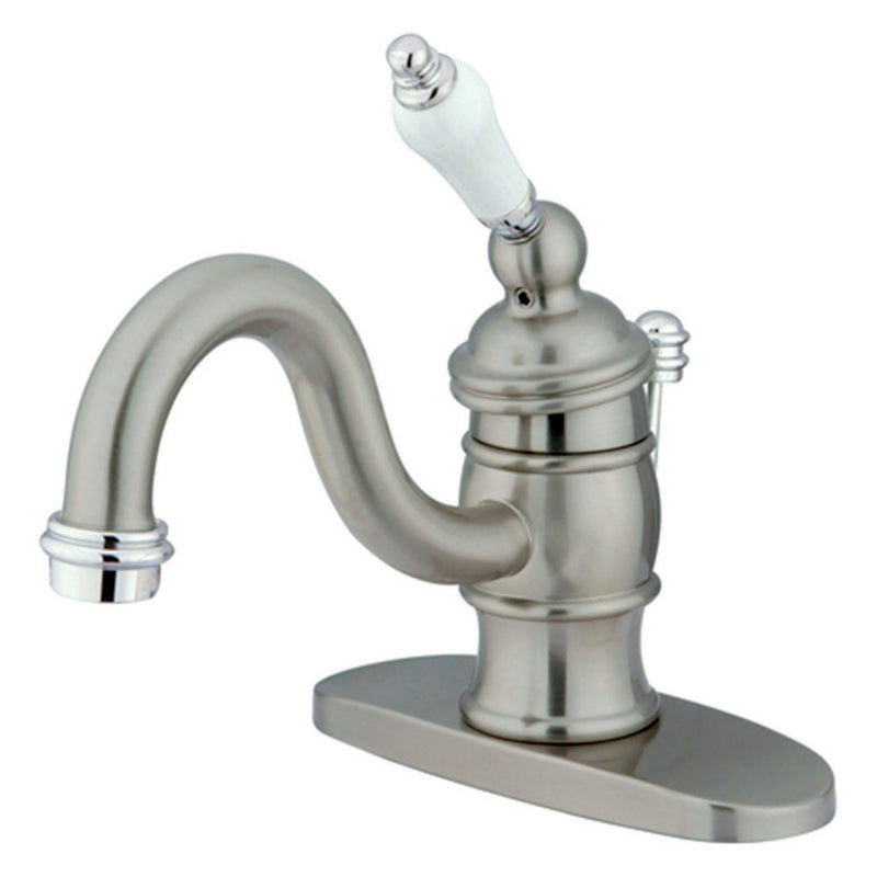 Kingston Brass KB3407PL Victorian 4" Centerset Single Handle Bathroom Faucet, Brushed Nickel/Polished Chrome - BNGBath