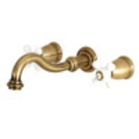 Thumbnail for Kingston Brass KS3123PX Vintage 2-Handle Wall Mount Bathroom Faucet, Antique Brass - BNGBath
