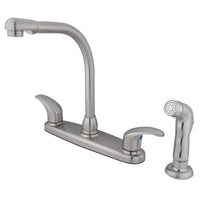 Thumbnail for Kingston Brass KB718LLSP 8-Inch Centerset Kitchen Faucet, Brushed Nickel - BNGBath