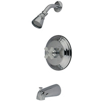 Thumbnail for Kingston Brass GKB3631PX Water Saving Restoration Tub and Shower Faucet with Porcelain Cross Handles, Polished Chrome - BNGBath