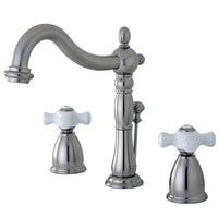 Thumbnail for Kingston Brass KB1978PX Heritage Widespread Bathroom Faucet with Plastic Pop-Up, Brushed Nickel - BNGBath