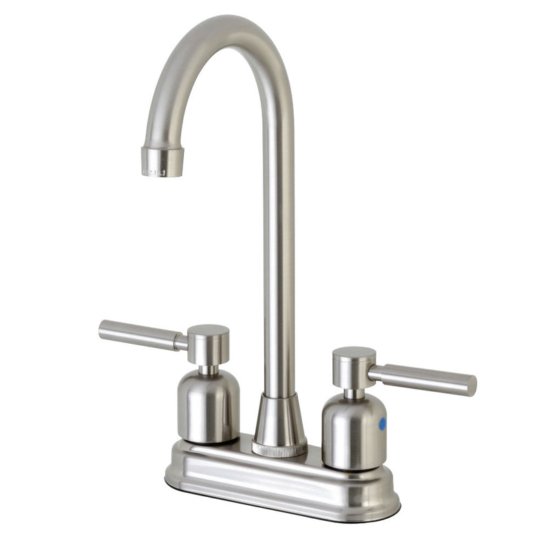 Kingston Brass Concord FB498DL 4" Centerset High-Arch Spout Bar Faucet, Brushed Nickel - BNGBath