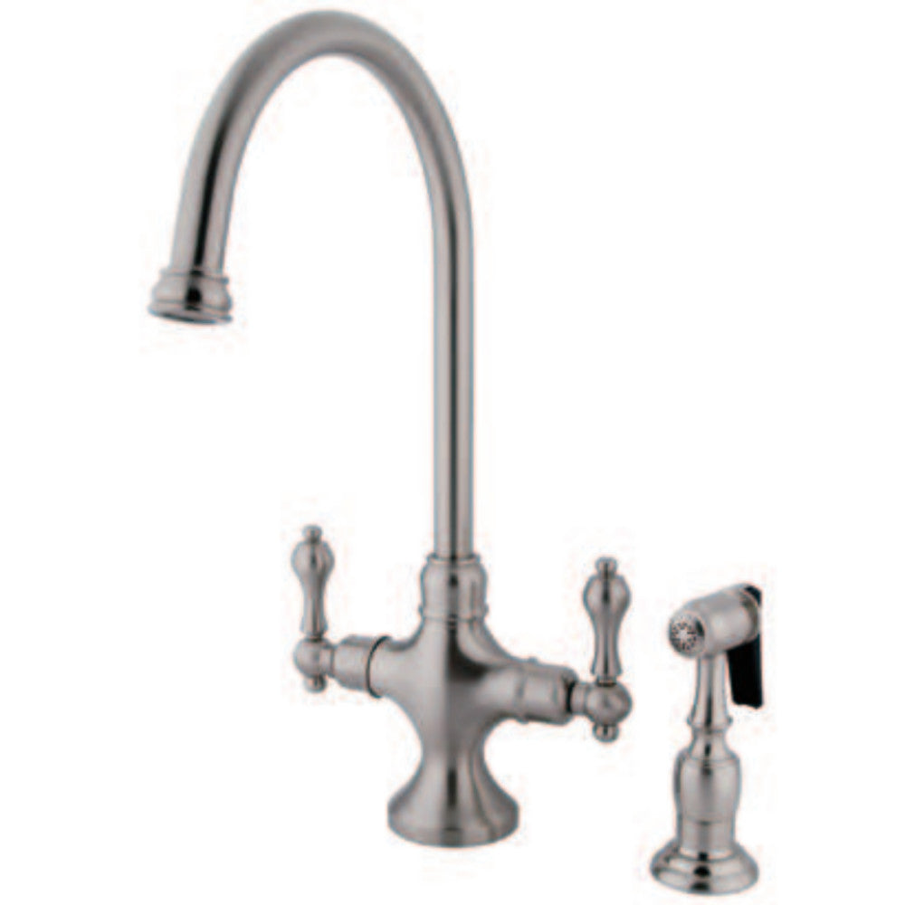 Kingston Brass KS1768ALBS Vintage Classic Kitchen Faucet With Brass Sprayer, Brushed Nickel - BNGBath