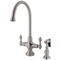 Thumbnail for Kingston Brass KS1768ALBS Vintage Classic Kitchen Faucet With Brass Sprayer, Brushed Nickel - BNGBath