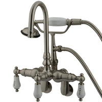 Thumbnail for Kingston Brass CC303T8 Vintage Adjustable Center Wall Mount Tub Faucet, Brushed Nickel - BNGBath