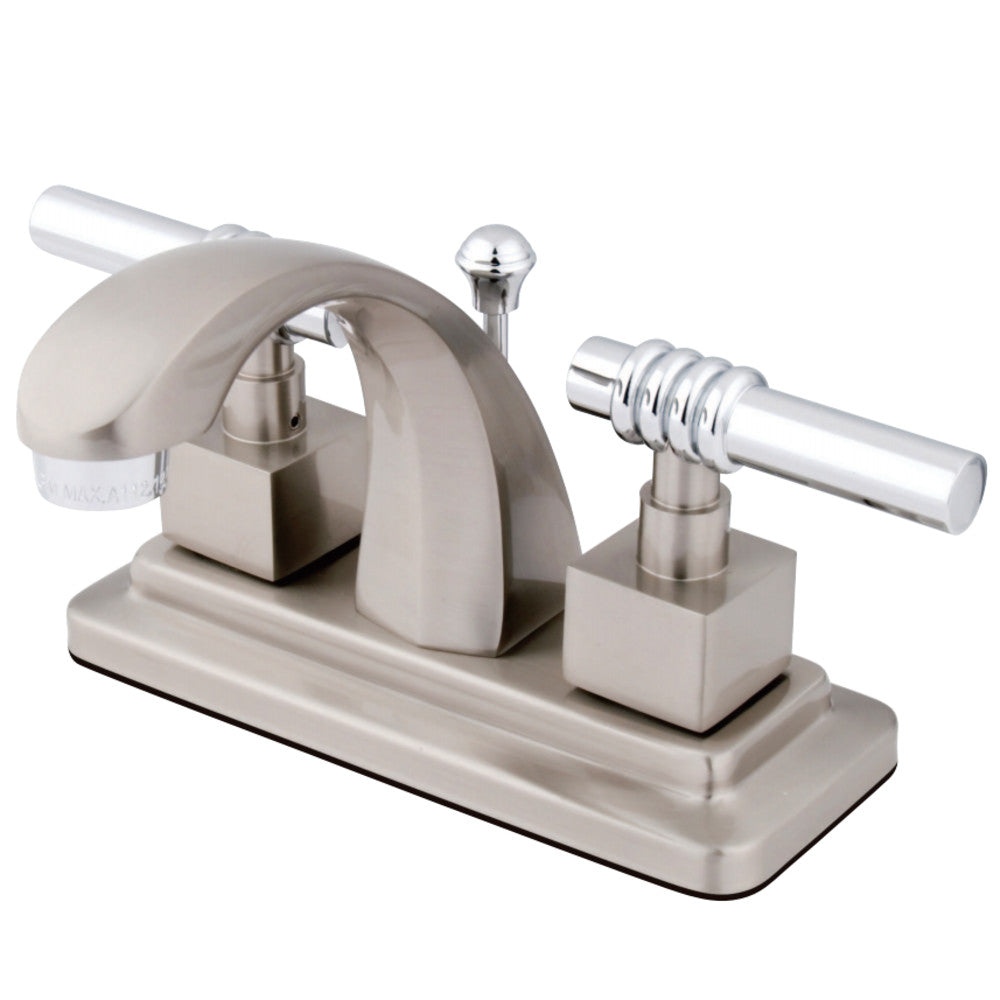 Kingston Brass KS4647QL 4 in. Centerset Bathroom Faucet, Brushed Nickel/Polished Chrome - BNGBath