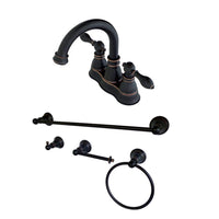 Thumbnail for Fauceture FSK1616ACL 4 in. Centerset Bathroom Faucet with 4-Piece Bathroom Accessories, Naples Bronze - BNGBath