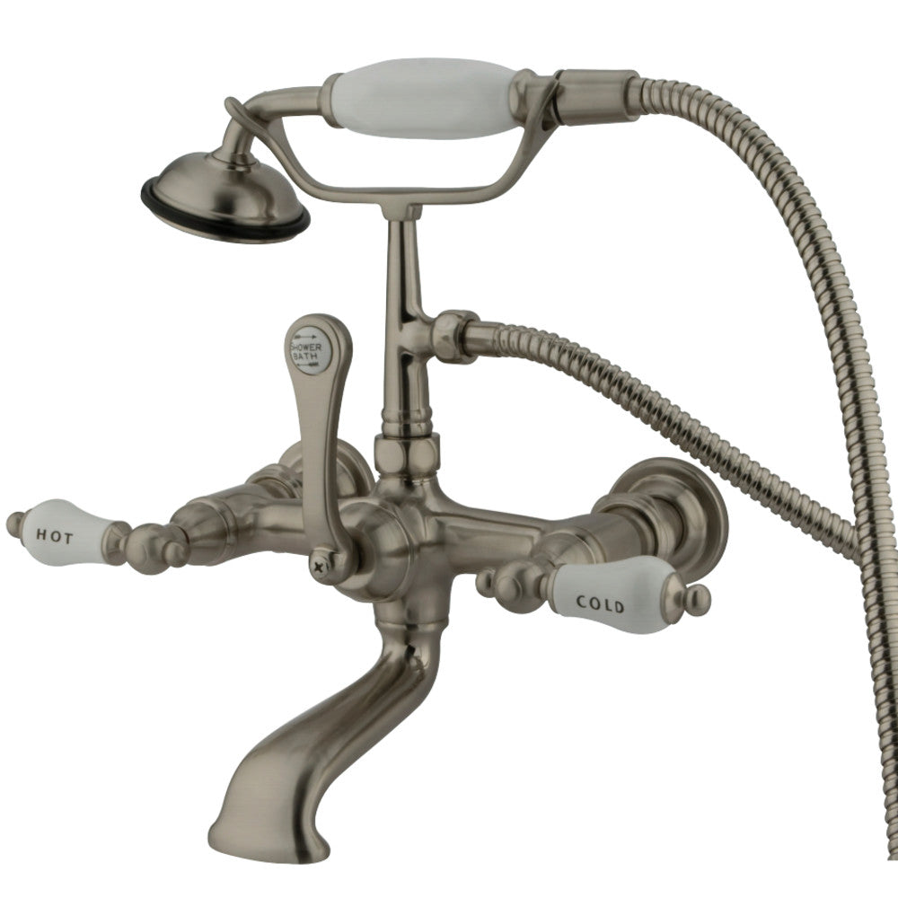 Kingston Brass CC555T8 Vintage 7-Inch Wall Mount Tub Faucet with Hand Shower, Brushed Nickel - BNGBath