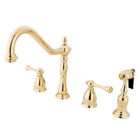 Thumbnail for Kingston Brass KB1792BLBS Widespread Kitchen Faucet, Polished Brass - BNGBath