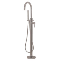 Thumbnail for Kingston Brass KS8158DL Concord Freestanding Tub Faucet with Hand Shower, Brushed Nickel - BNGBath