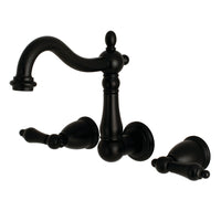 Thumbnail for Kingston Brass KS1250AL 8-Inch Center Wall Mount Bathroom Faucet, Matte Black - BNGBath