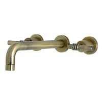 Thumbnail for Kingston Brass KS8023ML Milano Two-Handle Wall Mount Tub Faucet, Antique Brass - BNGBath